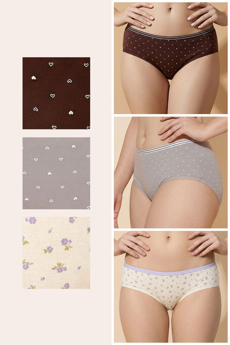 Zivame Regular Rise Full Coverage Hipster Panty (Pack of 3) - Multicolor — image 2